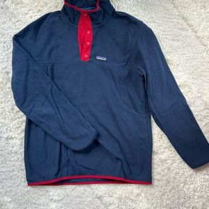 Patagonia Blue and Red Fleece Pullover Sweater